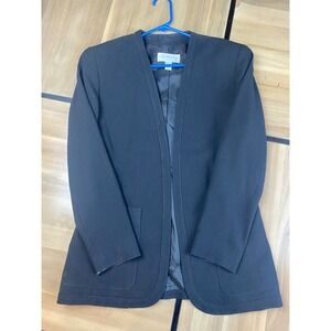 Liz Claiborne Collection Black Open Front Blazer Jacket Women Size 4